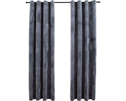 vidaXL - Gordijn - verduisterend - ringen - 2 - st - 140x175 - cm - fluweel - antraciet