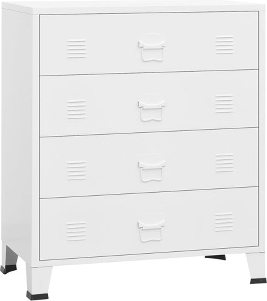 Bol.com vidaXL - Ladekast - industrieel - 78x40x93 - cm - metaal - wit aanbieding