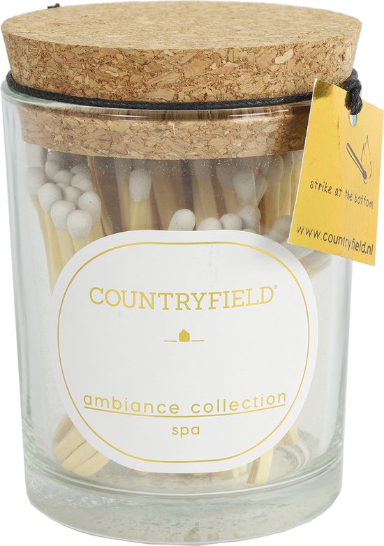 Foto: 100 stuks countryfield witte lucifers in glas spa 7 x 7 x 9 5 cm