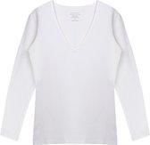 Claesen's® - Dames V-Neck T-Shirt LS - Wit - 95% Katoen - 5% Lycra