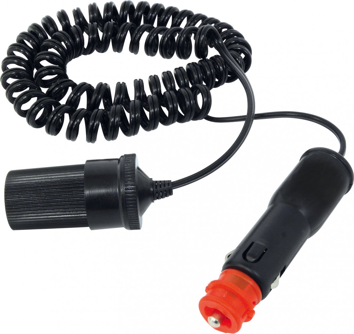 Carpoint verlengkabel 12/24v - 2,5 meter - 5a - sigarettenaansteker & iso 4165 - met zekering - flexibel krulsnoer