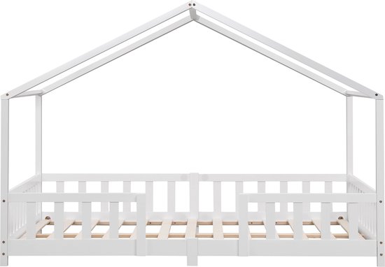 Lit enfant Treviolo avec protection antichute et matelas 140x200 blanc