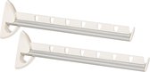 Set van 2x stuks inklapbare kledinghaak voor 7 kledinghangers - wit - 31 cm - kledingluchter / kledingstang - inklapbaar