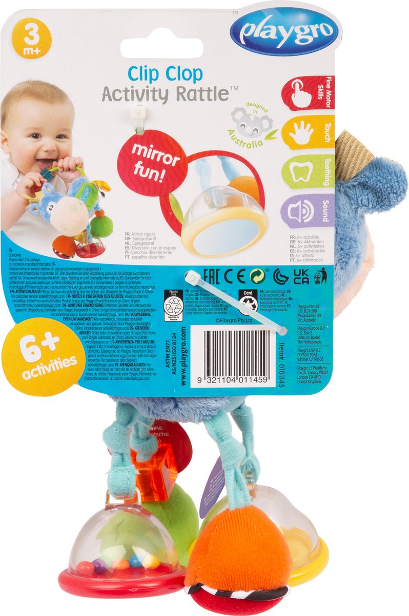 Playgro Clip Clop Rammelaar - Blauw - Activiteitenspeeltje -  Kraamkado — afbeelding 6