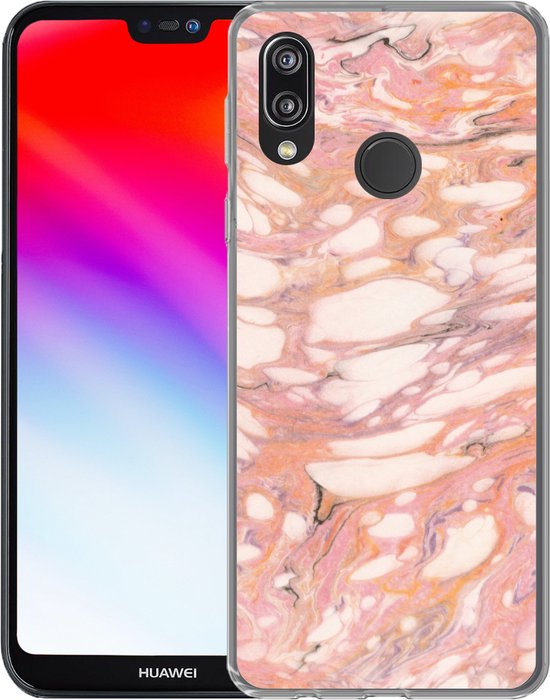 Coque Huawei P20 Lite (2020) - Marbre - Wit - Rose - Coque de téléphone en Siliconen