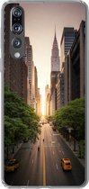 Geschikt voor Huawei P20 Pro hoesje - Straat van New York in de ochtend - Siliconen Telefoonhoesje