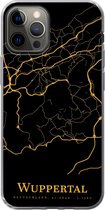 Geschikt voor iPhone 12 Pro hoesje - Wuppertal - Kaart - Goud - Siliconen Telefoonhoesje