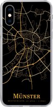 Geschikt voor iPhone X hoesje - Münster - Kaart - Goud - Siliconen Telefoonhoesje
