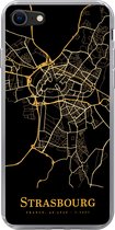 Geschikt voor iPhone 7 hoesje - Strasbourg - Kaart - Goud - Siliconen Telefoonhoesje