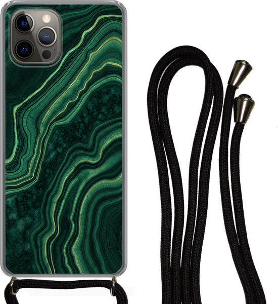 Coque avec cordon iPhone 13 Pro - Imprimé marbré - Zwart - Motifs - Siliconen - Bandoulière - Coque arrière avec cordon - Coque pour téléphone avec cordon - Coque avec corde