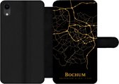 Bookcase Geschikt voor iPhone XR telefoonhoesje - Bochum - Kaart - Goud - Met vakjes - Wallet case met magneetsluiting