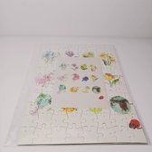 cadeauset puzzels (88stuks) en kaart- bloemen handmade