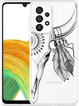 Hoesje Geschikt voor Samsung Galaxy A33 Boho Buffalo Skull