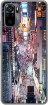 Geschikt voor Xiaomi Redmi Note 10 hoesje - Bovenaanzicht van Times Square in New York - Siliconen Telefoonhoesje