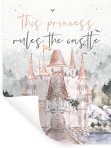 Muurstickers - Sticker Folie - Spreuken - Quotes - Prinses - This princess rules the castle - Kids - Baby - Meiden - 120x160 cm - Plakfolie - Muurstickers Kinderkamer - Zelfklevend Behang XXL - Zelfklevend behangpapier - Stickerfolie