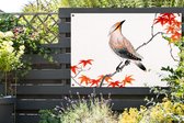 Tuinposter - Tuindoek - Tuinposters buiten - Japanse esdoorn - Boom - Vogels - 120x80 cm - Tuin