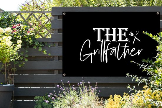 Affiche de jardin Proverbes - Grill - Cuisine - Père - Barbecue - Pâtisserie - BBQ - 120x80 cm - Jardin