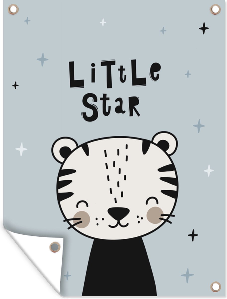 Muurdecoratie buiten Spreuken - Little star - Quotes - Baby - 120x160 cm - Tuindoek