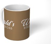 Mok - Koffiemok - 'World's best boss' - Spreuken - Quotes - Bruin - Mokken - 350 ML - Beker - Koffiemokken - Theemok - Mok met tekst