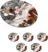 Onderzetters voor glazen - Rond - Keien - Graniet - Regenboog - 10x10 cm - Glasonderzetters - 6 stuks