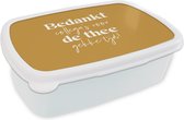 Broodtrommel Wit - Lunchbox - Brooddoos - 'Bedankt collega's voor de thee gekke tijd' - Quotes - Werk - Spreuken - 18x12x6 cm - Volwassenen