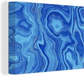 Canvas Schilderij Marmer - Blauw - Lijn - 120x90 cm - Wanddecoratie