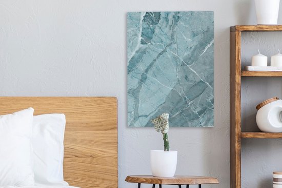 Tableau sur toile Blauw - Cristaux - Wit - Granit - 30x40 cm - Décoration murale