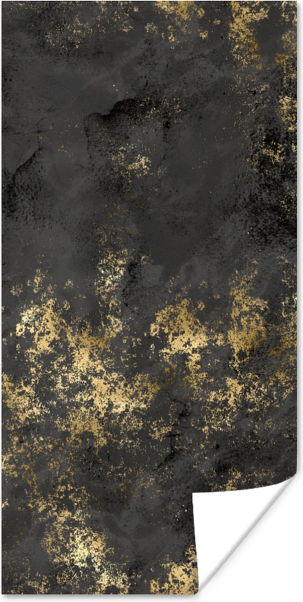 Poster 20x40 cm - Goud - Verf - Abstract - Zwart - Posters - Kamer decoratie - Wanddecorat