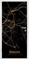 Deursticker Bergen - Kaart - Goud - 90x205 cm - Deurposter