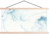 Posterhanger incl. Poster 120x60 cm - Schoolplaat - Marmer - Wit - Lijn - Textielposter - Blanke latten