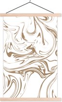 Posterhanger incl. Poster 40x60 cm - Schoolplaat - Marmer - Bruin - Wit - Textielposter - Blanke latten