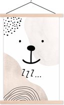 Posterhanger incl. Poster 120x180 cm - Schoolplaat - Spreuken - Slapen - Zzz... - Quotes - Kids - Kinderen - Textielposter - Blanke latten