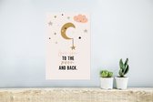 Poster Quotes - Love you to the moon and back - Spreuken - Kinderen - Kids - Baby - Meisjes - 20x30 cm - Poster Babykamer
