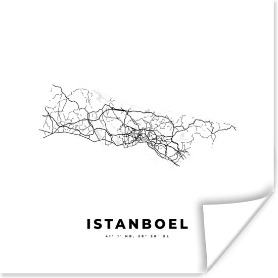 Poster Istanbul - Turkije - Plattegrond - 50x50 cm - Stadskaart