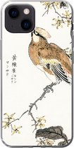 Geschikt voor iPhone 13 mini hoesje - Vintage - Vogel - Japans - Tekens - Siliconen Telefoonhoesje
