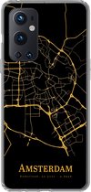 Geschikt voor OnePlus 9 Pro hoesje - Amsterdam - Kaart - Goud - Zwart - Siliconen Telefoonhoesje