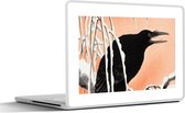 Laptop sticker - 12.3 inch - Vintage - Kraai - Vogels - Scandinavisch - Japans - 30x22cm - Laptopstickers - Laptop skin - Cover