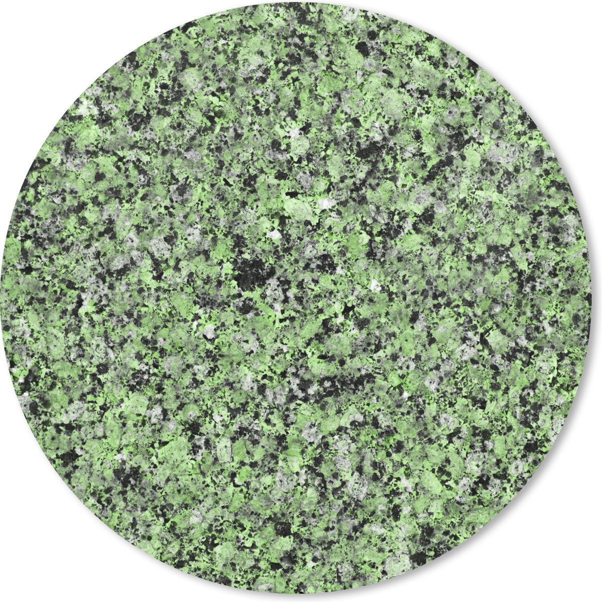 Muismat rond 30x30 cm - Mousepad Steen - Groen - Graniet print - Zwart - Ronde muismatten