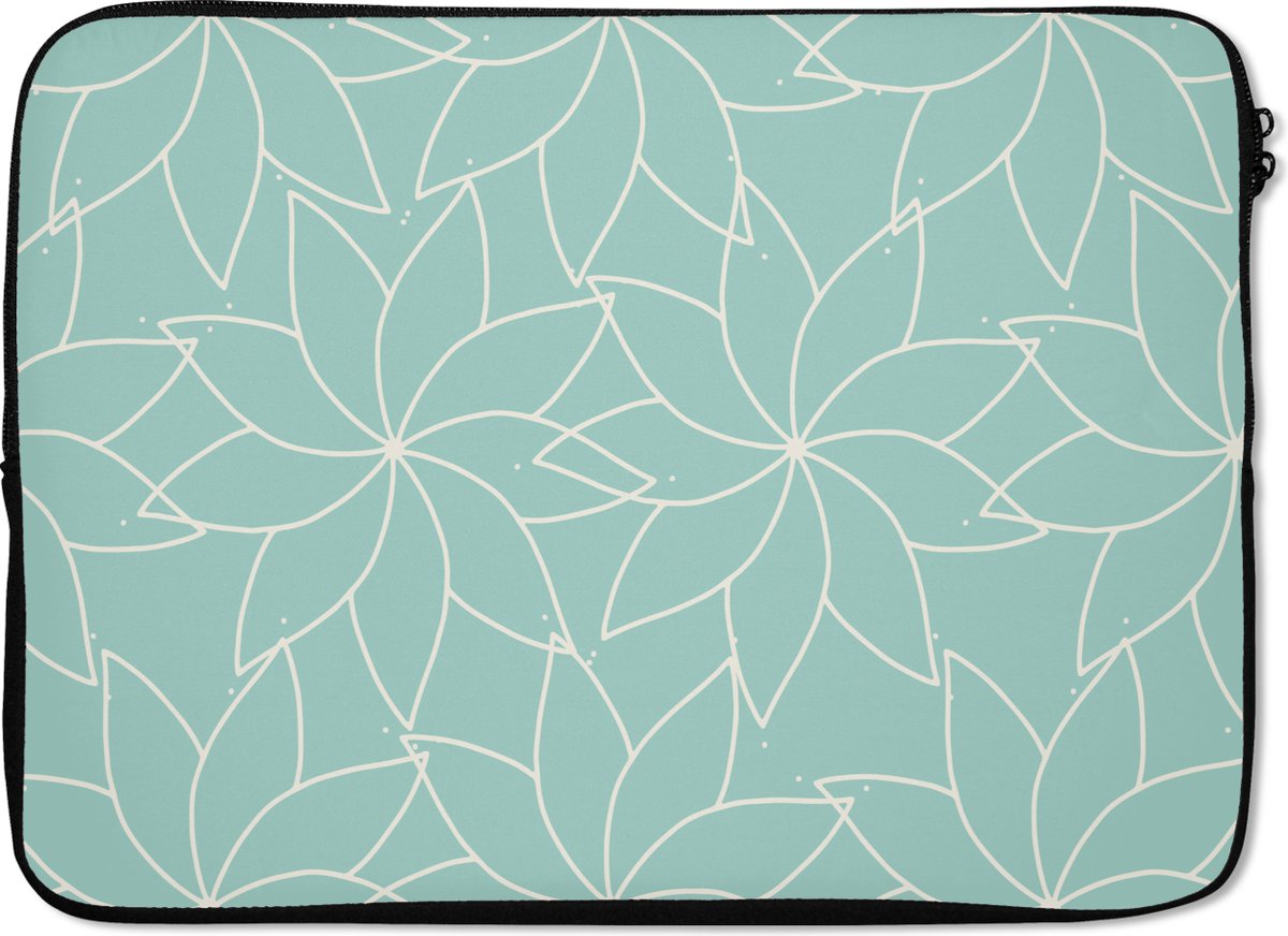 Laptophoes 14 inch - Blauw - Mandala - Design - Laptop sleeve - Binnenmaat 33x23 cm - Zwarte achterkant