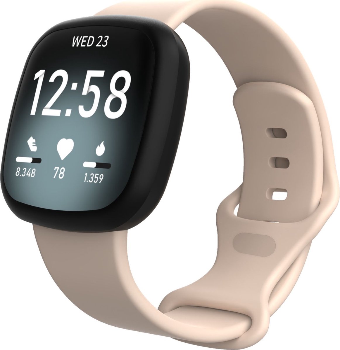 Mobigear Siliconen Watch bandje geschikt voor Fitbit Versa 3 Bandje Druksluiting | Mobigear Sport Dual - Roze