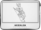 Laptophoes 13 inch - Stadskaart – Zwart Wit - Kaart – Heerlen – Nederland – Plattegrond - Laptop sleeve - Binnenmaat 32x22,5 cm - Zwarte achterkant