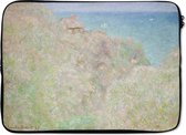 Laptophoes 13 inch - Le Petit-Ailly, Varengeville in de zon - Schilderij van Claude Monet - Laptop sleeve - Binnenmaat 32x22,5 cm - Zwarte achterkant
