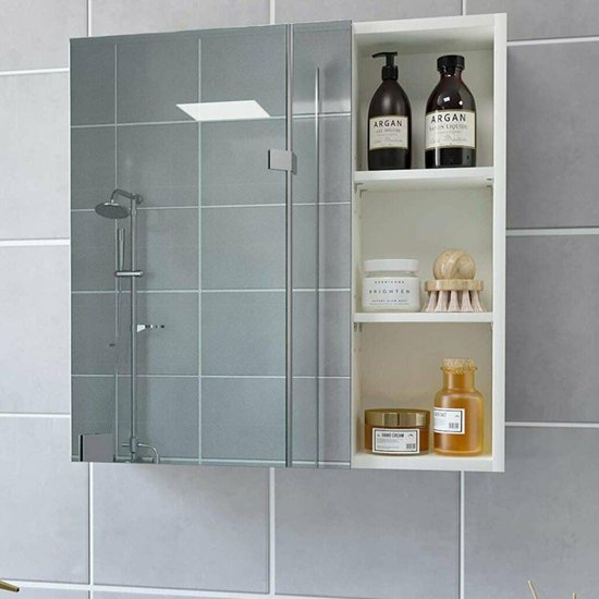 Badkamer Spiegelkast - Kast - Wandkast - Kast voor Badkamer Met 3 planken - |