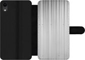 Bookcase Geschikt voor iPhone XR telefoonhoesje - Golfplaten - Metaal - Grijs - Met vakjes - Wallet case met magneetsluiting