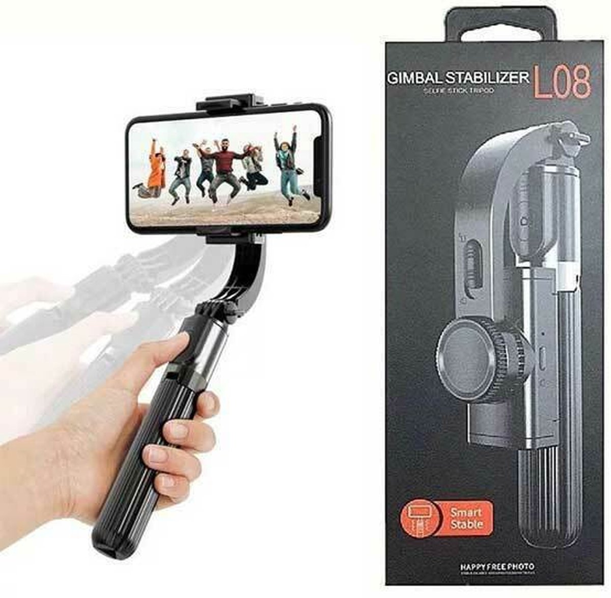 L08 Stabilisator voor mobiele telefoons Anti-Shake Gimbal-stabilisator Selfie Stick-statief 3 in 1 met afstandsbediening Handheld Gimbal Video-opnamen maken Compatibel met iPhone IOS en Android