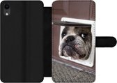 Bookcase Geschikt voor iPhone XR telefoonhoesje - Hond - Grappig - Kattenluik - Kinderen - Jongens - Meisjes - Kids - Met vakjes - Wallet case met magneetsluiting