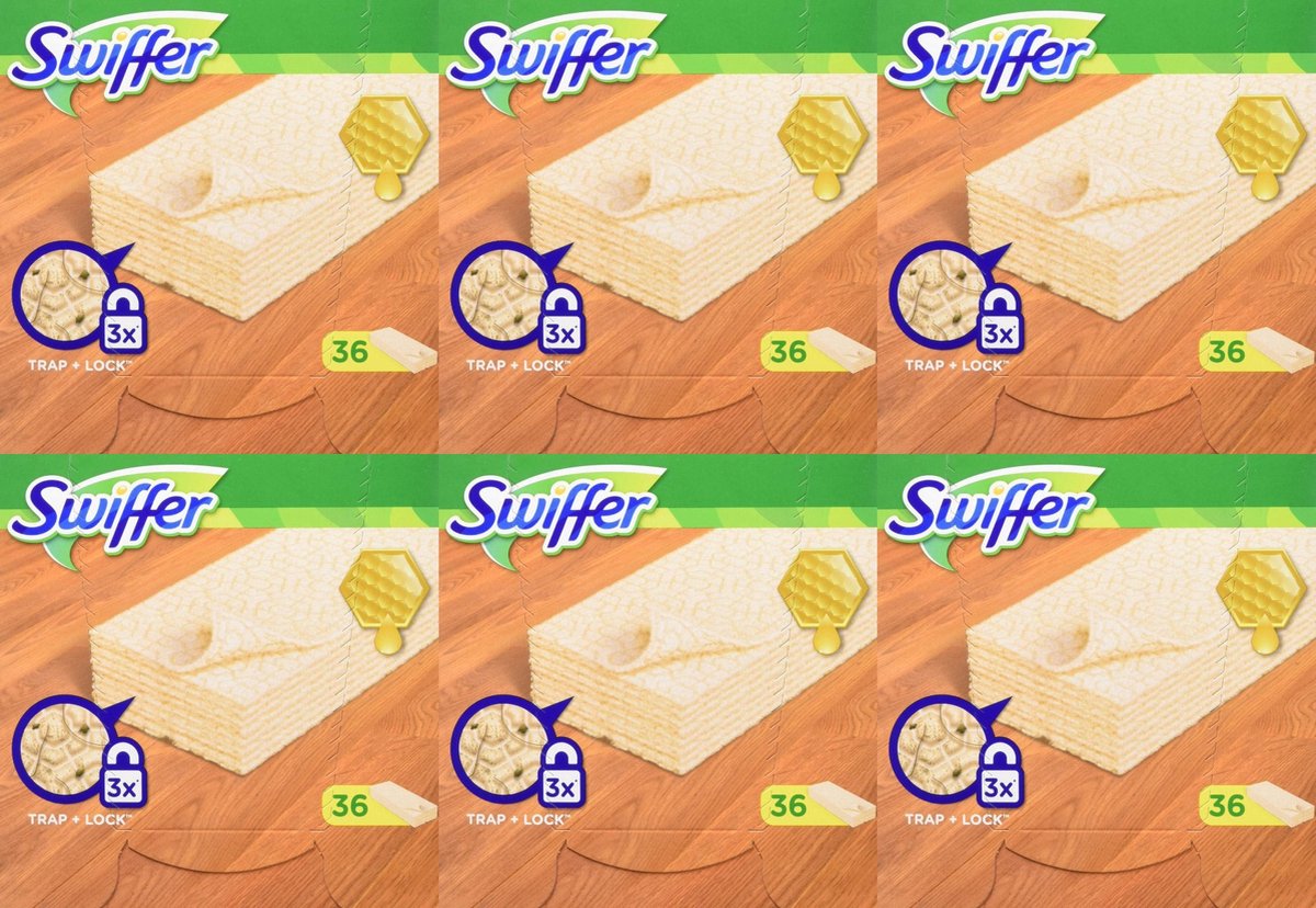 Swiffer Lingettes Sèches pour Parquet, 108 Lingettes Nettoyantes (6 x 18),  pour Balai Swiffer, Attire et Emprisonne la Poussière : : Cuisine  et Maison