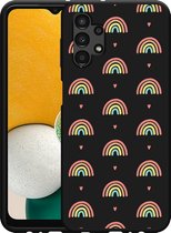 Hoesje Zwart Geschikt voor Samsung Galaxy A13 Regenboog Patroon