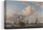Artaza Canvas Schilderij Veroverde Engelse Schepen na de Vierdaagse Zeeslag - Willem van de Velde - 30x20 - Klein - Kunst - Canvas Print
