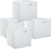Set van 4x stuks opbergmand/kastmand 29 liter wit van hout 31 x 31 x 31 cm - Opbergboxen - Vakkenkast manden